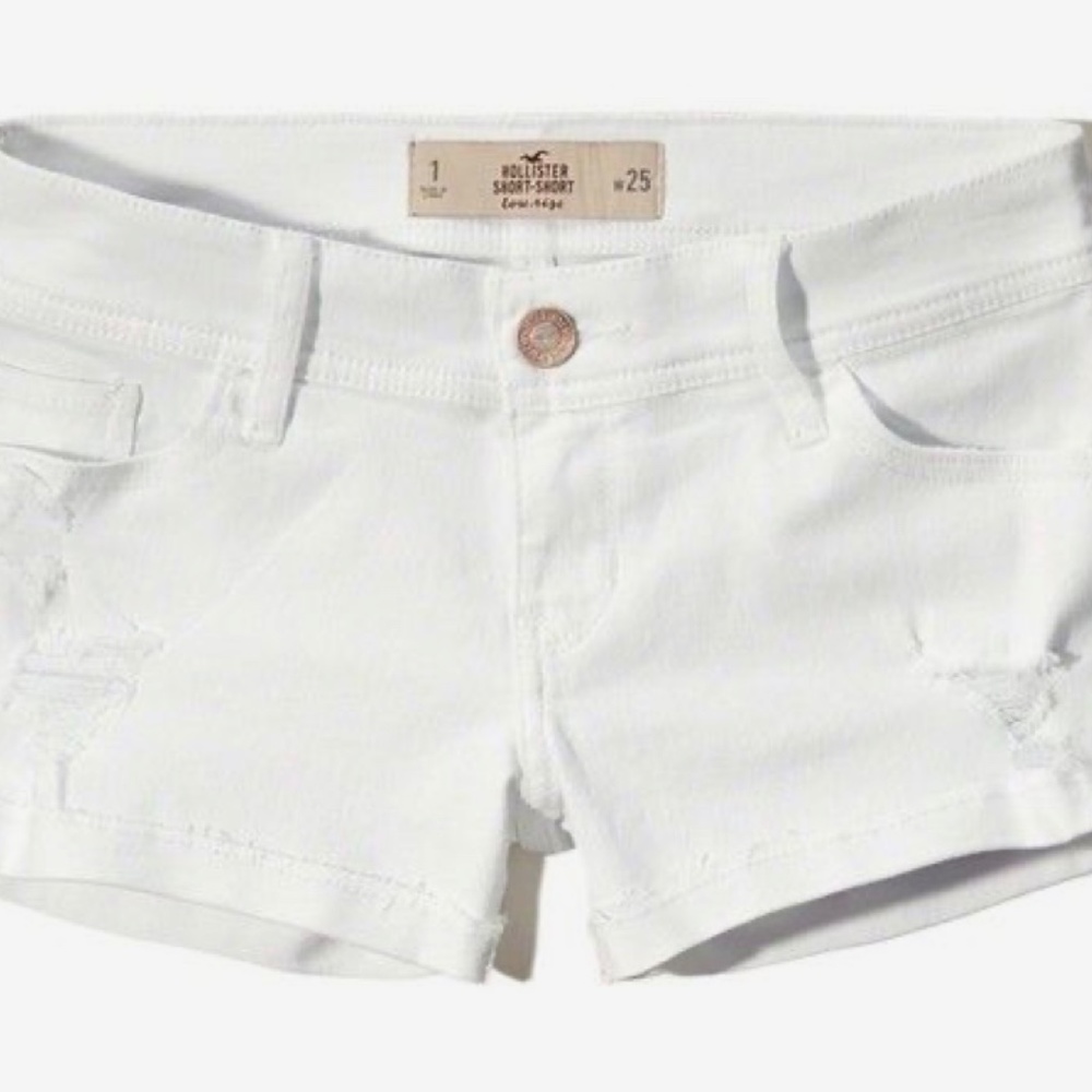 Hollister Size 1 Distressed White Jean Shorts